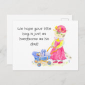 ベビーシャワー水彩猫 ポストカード (正面/裏面)