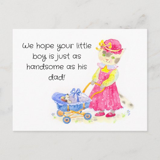 ベビーシャワー水彩猫 ポストカード (正面)