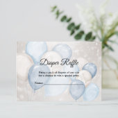 ベビーシャワー水彩青い白いバルーンパーティー エンクロージャーカード (スタンド正面)