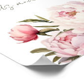 ベビーシャワー水色の牡丹カードとギフト ポスター (角)