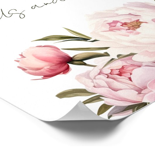 ベビーシャワー水色の牡丹カードとギフト ポスター (角)