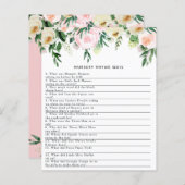 ベビーシャワー水色フローラ子供部屋韻ゲーム (正面/裏面)