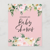 ベビーシャワー水色フローラ子供部屋韻ゲーム (裏面)