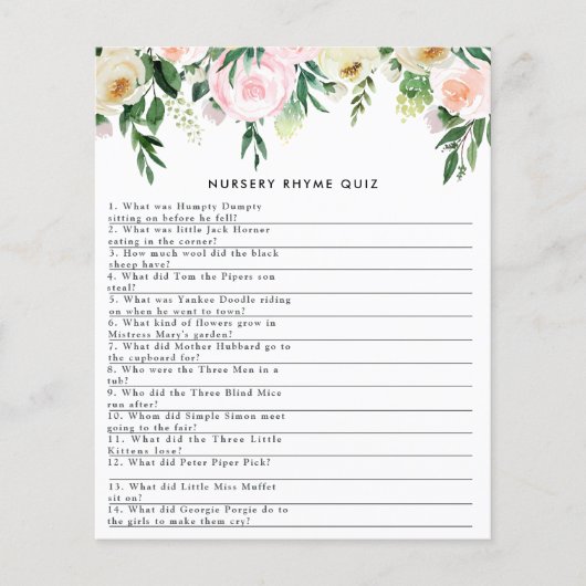 ベビーシャワー水色フローラ子供部屋韻ゲーム (正面)