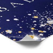 ベビーシャワー海軍ブルー金ゴールドバルーンへようこそ ポスター (角)