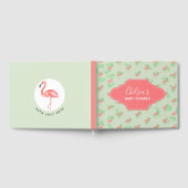 ベビーシャワー熱帯水色フラミンゴ名 ゲストブック (全面)