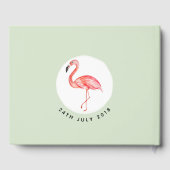 ベビーシャワー熱帯水色フラミンゴ名 ゲストブック (裏面)