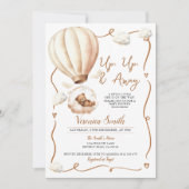 ベビーシャワー熱気球、上遠くにへ 招待状 (正面)