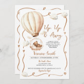ベビーシャワー熱気球、上遠くにへ 招待状 (正面/裏面)