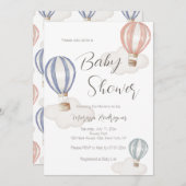 ベビーシャワー熱風船男女兼用 招待状 (正面/裏面)