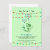 ベビーシャワー猫及び子猫招待状バイメール インビテーションポストカード (正面/裏面)