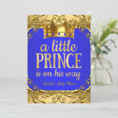 ベビーシャワー王子の道の金ゴールドブルー 招待状 (スタンド正面)
