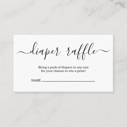 ベビーシャワー用おむつラッフルインサート招待状 エンクロージャーカード (正面)