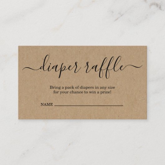 ベビーシャワー用おむつラッフルインサート招待状 エンクロージャーカード (正面)