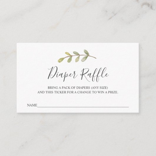 ベビーシャワー用おむつラッフルチケット エンクロージャーカード (正面)
