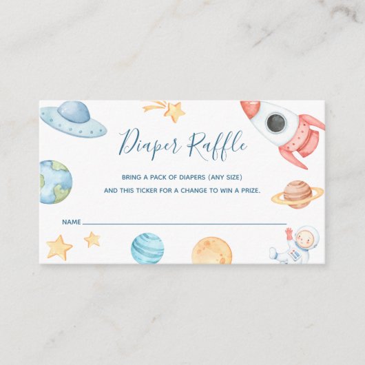 ベビーシャワー用おむつラッフルチケット エンクロージャーカード (正面)