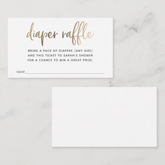 ベビーシャワー用おむつラッフルチケット エンクロージャーカード (正面/裏面)