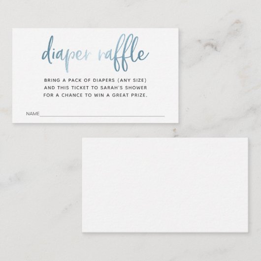 ベビーシャワー用おむつラッフルチケット エンクロージャーカード (正面/裏面)