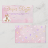 ベビーシャワー用のクマおむつラッフルカードチケット エンクロージャーカード (正面/裏面)