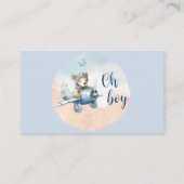 ベビーシャワー用のテディベアアビエーターブック エンクロージャーカード (裏面)