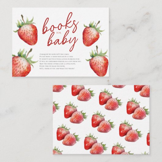 ベビーシャワー用のベリー甘い本 エンクロージャーカード (正面/裏面)