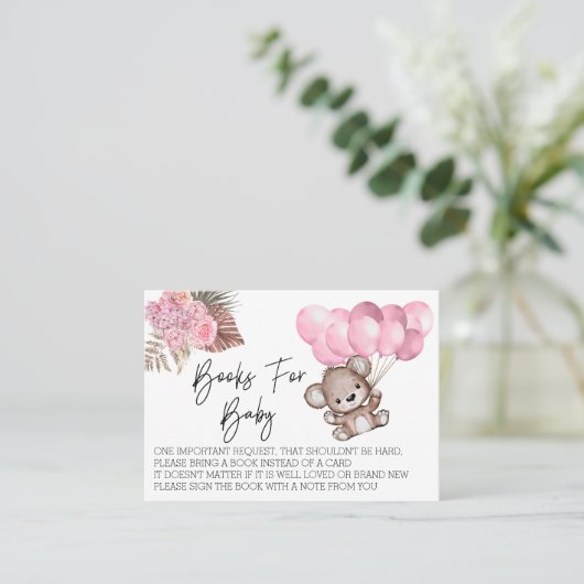 ベビーシャワー用の本テディベア風船ボホ 名刺 (スタンド正面)