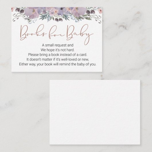 ベビーシャワー用の水彩フローラブック エンクロージャーカード (正面/裏面)