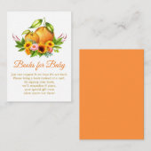 ベビーシャワー用の水色オレンジフローラブック エンクロージャーカード (正面/裏面)