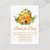 ベビーシャワー用の水色オレンジフローラブック エンクロージャーカード (正面)