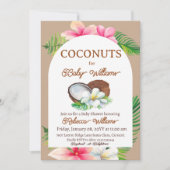 ベビーシャワー用の熱帯ベージュフローラココナッツ 招待状 (正面)