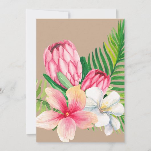 ベビーシャワー用の熱帯ベージュフローラココナッツ 招待状 (裏面)