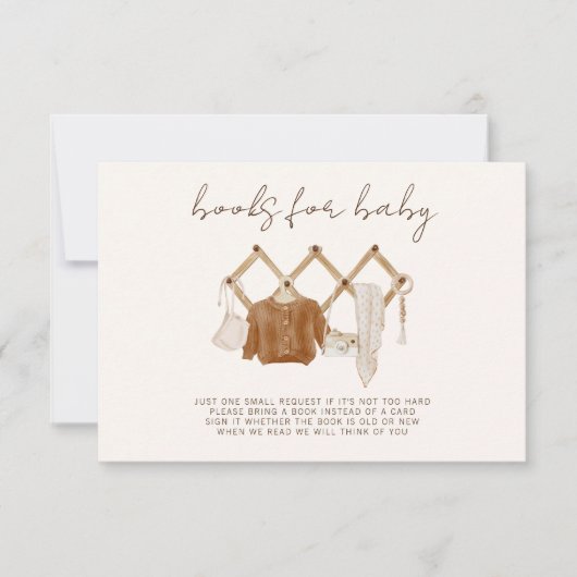 ベビーシャワー用の男女兼用Boho本 招待状 (正面)