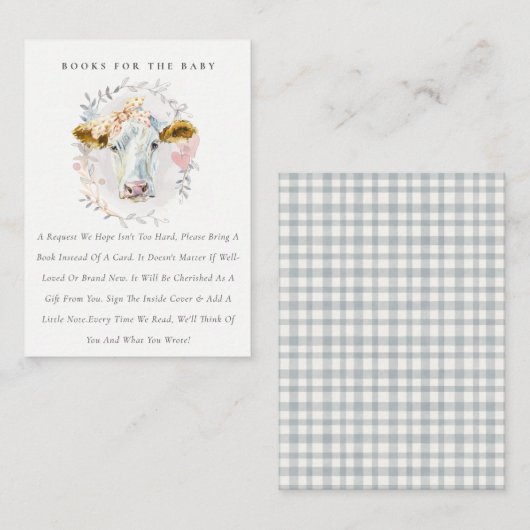ベビーシャワー用の聖牛農場フローラリース本 エンクロージャーカード (正面/裏面)