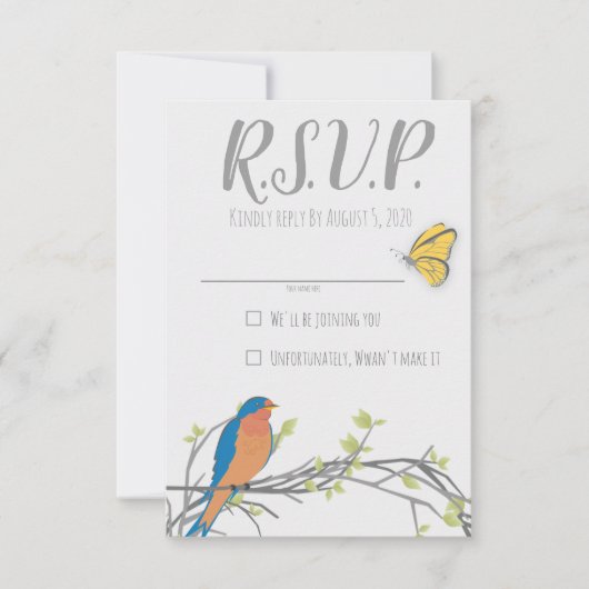 ベビーシャワー用のWoodland RSVPカード (正面)