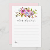 ベビーシャワー用シックピンクフローラアドバイス 招待状 (正面/裏面)
