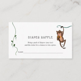ベビーシャワー用ジャングルおむつラッフルチケット エンクロージャーカード