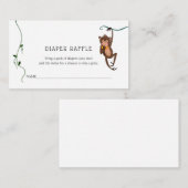 ベビーシャワー用ジャングルおむつラッフルチケット エンクロージャーカード (正面/裏面)