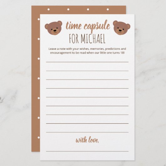 ベビーシャワー用タイムカプセル及び誕生日 (正面/裏面)
