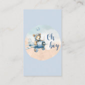 ベビーシャワー用テディベアアビエータオムツラッフル エンクロージャーカード (裏面)