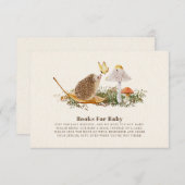 ベビーシャワー用バタフライハリネズミのキノコ本 招待状 (正面/裏面)