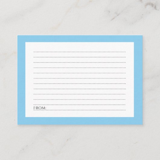 ベビーシャワー用パステルブルー予熱祈りの言葉 エンクロージャーカード (裏面)