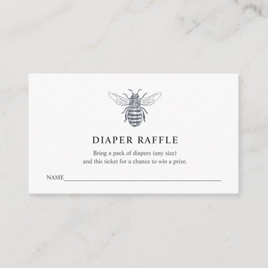 ベビーシャワー用ビーおむつラッフルチケット エンクロージャーカード (正面)