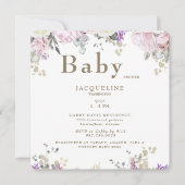 ベビーシャワー用ピンクローズ招待状 招待状 (正面)