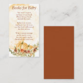 ベビーシャワー用ブックス秋カボチャ エンクロージャーカード (正面/裏面)