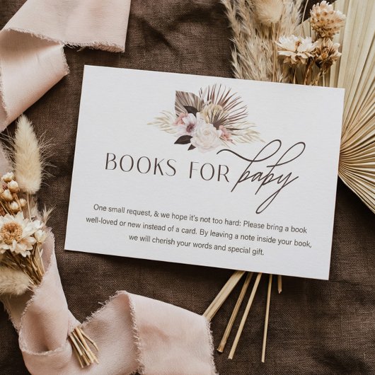 ベビーシャワー用ボヘミア水彩フローラブック エンクロージャーカード