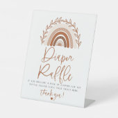 ベビーシャワー用ボホレインボーおむつラッフルサイン 台座サイン (正面)