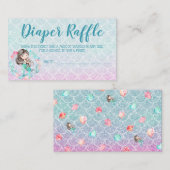 ベビーシャワー用マーメイドおむつラッフルカードチケット エンクロージャーカード (正面/裏面)