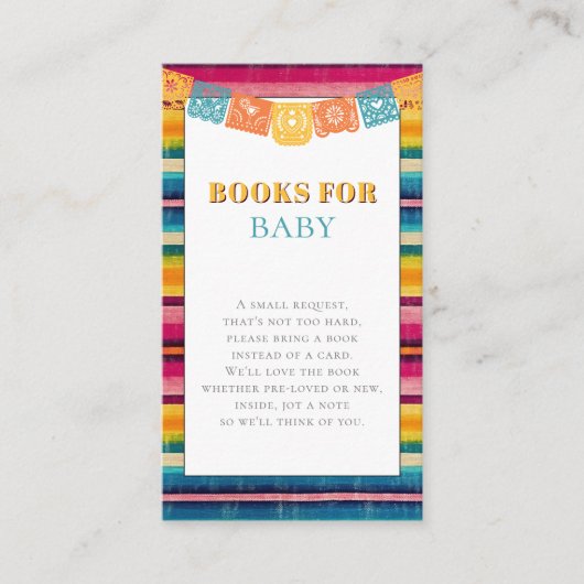 ベビーシャワー用メキシコのフェスタの本 エンクロージャーカード (正面)