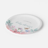 ベビーシャワー用水彩蝶紙プレート ペーパープレート (アングル)