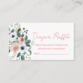 ベビーシャワー用水色フラワーおむつラッフル エンクロージャーカード (正面)